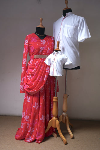 Multicolor Printed Georgete Family Combo