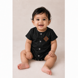 Navaratri Midnight Mosaic Raw Silk - Baby Romper
