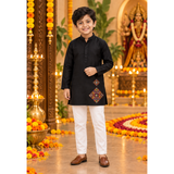 Navaratri Midnight Mosaic Raw Silk - Boy Kid Kurta