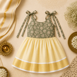 Sage Blossom Tie-Shoulder Baby Frock