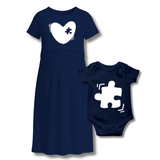 Missing Piece Heart Printed Maternity Feeding Maxi And Romper Combo