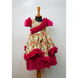 Floral Royale Family Matching Outfit Set in Ivory & Pink-Dad, Mom and Daughter.