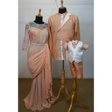 Peach Luxe Celebration Family Matching Outfit Set-Mom, Dad and Son.