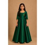 Vinayagar Chaturthi Dark Green Colour- Girl Kid Dress