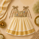 Peacock Garden Tie-Shoulder Baby Frock