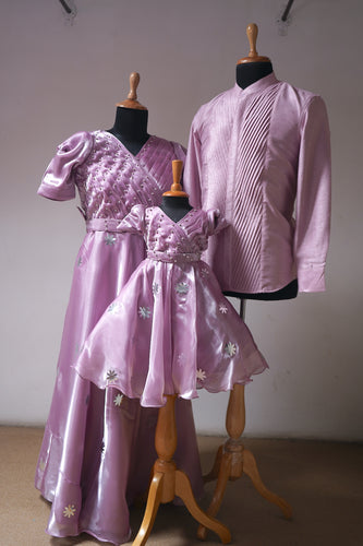 Dark Lavender Shimmer Organza Family Combo
