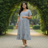 Blue Striped Cotton Customised Maternity wear Collection