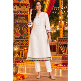 Navaratri Ivory Harmony Raw Silk - Mom Kurti