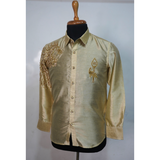 Royal Gold Crest Embroidered Shirt