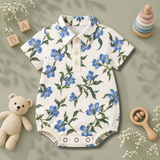 Blue Blossom Print Baby Romper Shirt