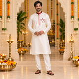 Durga Shakti Raw Silk Family Combo - Dad Kurta