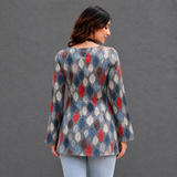 Autumn Leaf Print Cotton Long Top for Women