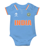 India Inspired Baby Cricket Polo Romper – Light Blue Edition