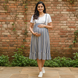 Indigo Breeze Stripe Cotton Customised Maternity Wear Collection