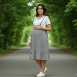 Blue Striped Cotton Customised Maternity wear Collection