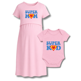 "Super Mom & Baby Matching Outfit Set