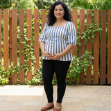 Black Vertical Stripe Cotton Customised Maternity Wear.