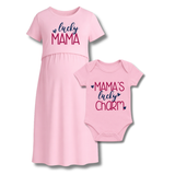 “Lucky Mama & Mini Charm Matching Maternity & Baby Outfit Set"