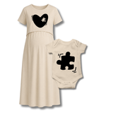 Missing Piece Heart Printed Maternity Feeding Maxi And Romper Combo