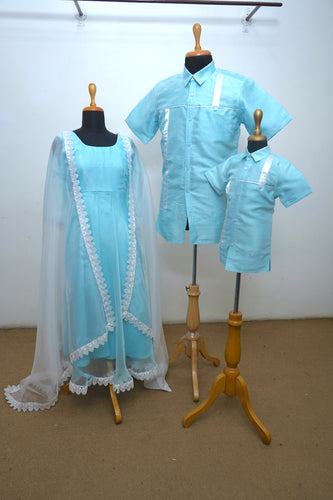 Light Blue Raw Silk Family Combo