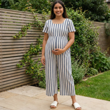 Black Vertical Stripe Cotton Customised Maternity Wear.