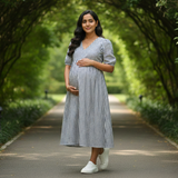 Blue Striped Cotton Customised Maternity wear Collection