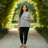 Blue Striped Cotton Customised Maternity wear Collection