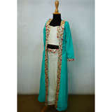 Floral Grace Aqua Ethnic Coord Set for Women & Girls.