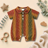 Rustic Multicolour Stripe Peter Pan Collar Baby Romper Suit