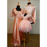 Peach Blossom Family Matching Outfit Set-Dad, Mom and Daughter.