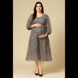 Chic Grey Animal Print Dress