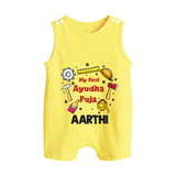 My First Ayudha Puja Tools Button Romper - PASTEL YELLOW - New Born (Chest 18")