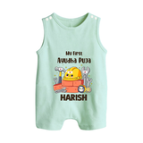 My First Ayudha Puja Workshop Button Romper - MINT GREEN - New Born (Chest 18")