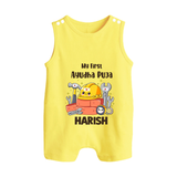 My First Ayudha Puja Workshop Button Romper - PASTEL YELLOW - New Born (Chest 18")