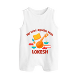 My First Ayudha Puja Melody Button Romper - WHITE - New Born (Chest 18")