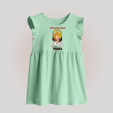 Little Saraswati Goddess Blessings Baby Frock - MINT GREEN - 0 - 3 Months Old (Chest 17")