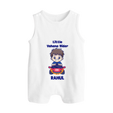 Little Vahana Rider Adventure Button Romper - WHITE - New Born (Chest 18")