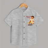 Ayudha Puja Rockstar Celebration Shirt - GREY - 0 - 6 Months Old (Chest 23")