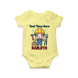 Tool Time Hero Romper - PASTEL YELLOW - New Born (Chest 14")