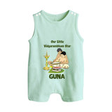 Little Vidyarambham Star Button Romper - MINT GREEN - New Born (Chest 18")