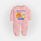 Ayudha Puja Teddy Blessings Full Body Suit - BABY PINK - New Born (Chest 7.5")