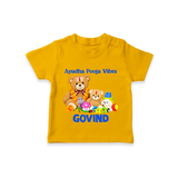 Ayudha Puja Teddy Blessings T Shirt - CHROME YELLOW - 0-5 Months Old (Chest 17")
