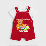 Ayudha Puja Teddy Blessings Dungaree - RED - 0 - 5 Months Old (Chest 18")