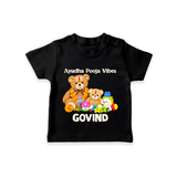 Ayudha Puja Teddy Blessings T Shirt - BLACK - 0-5 Months Old (Chest 17")
