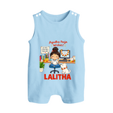 Ayudha Puja Little Creator Button Romper - BABY BLUE - New Born (Chest 18")