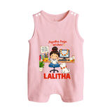 Ayudha Puja Little Creator Button Romper - BABY PINK - New Born (Chest 18")