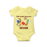 Little Ayudha Puja Hero Romper - PASTEL YELLOW - New Born (Chest 14")