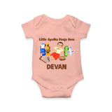 Little Ayudha Puja Hero Romper - PEACH - New Born (Chest 14")