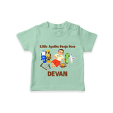 Little Ayudha Puja Hero T Shirt - MINT GREEN - 0-5 Months Old (Chest 17")