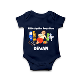 Little Ayudha Puja Hero Romper - NAVY BLUE - New Born (Chest 14")